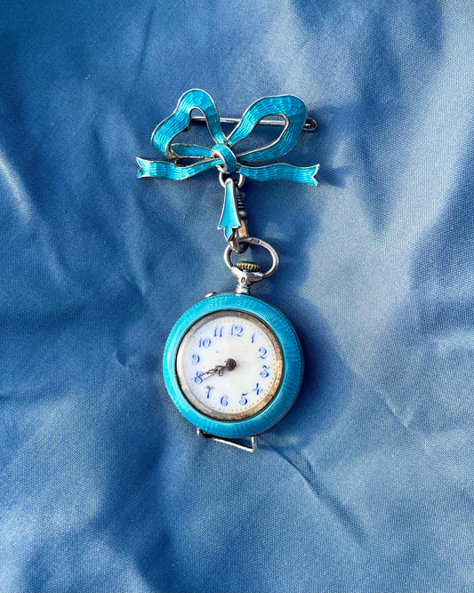 Swiss Guilloche Enamel Fleur-de-Lis Watch