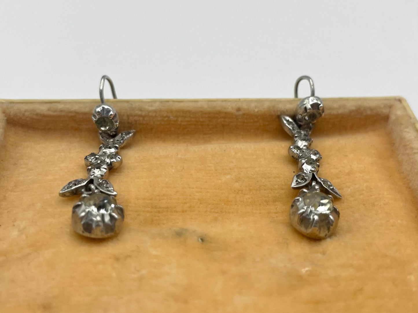 The Belles ~ Antique Georgian Silver Diamond Paste Drop Dangle Earrings