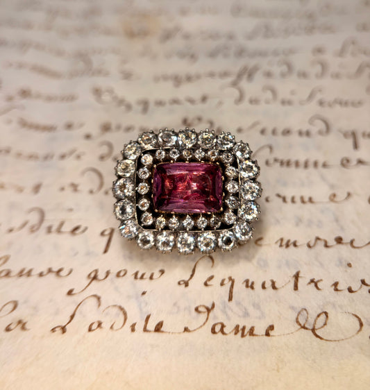 Georgian Purple Amethyst Paste Brooch