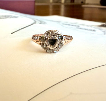 Foiled Rose Cut Diamond Cluster Ring
