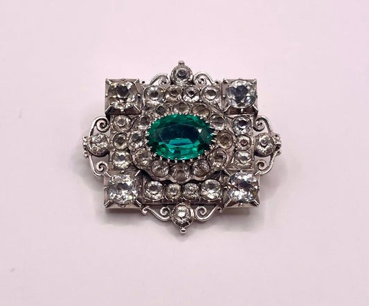 Victorian Large Emerald Paste Brooch