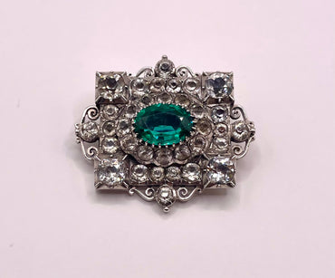 Victorian Large Emerald Paste Brooch