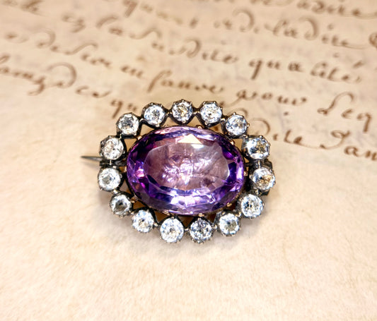 Georgian Oval Amethyst Paste Brooch