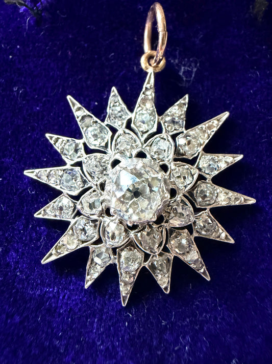 Old Mine Cut 16 Ray Starburst Pendant