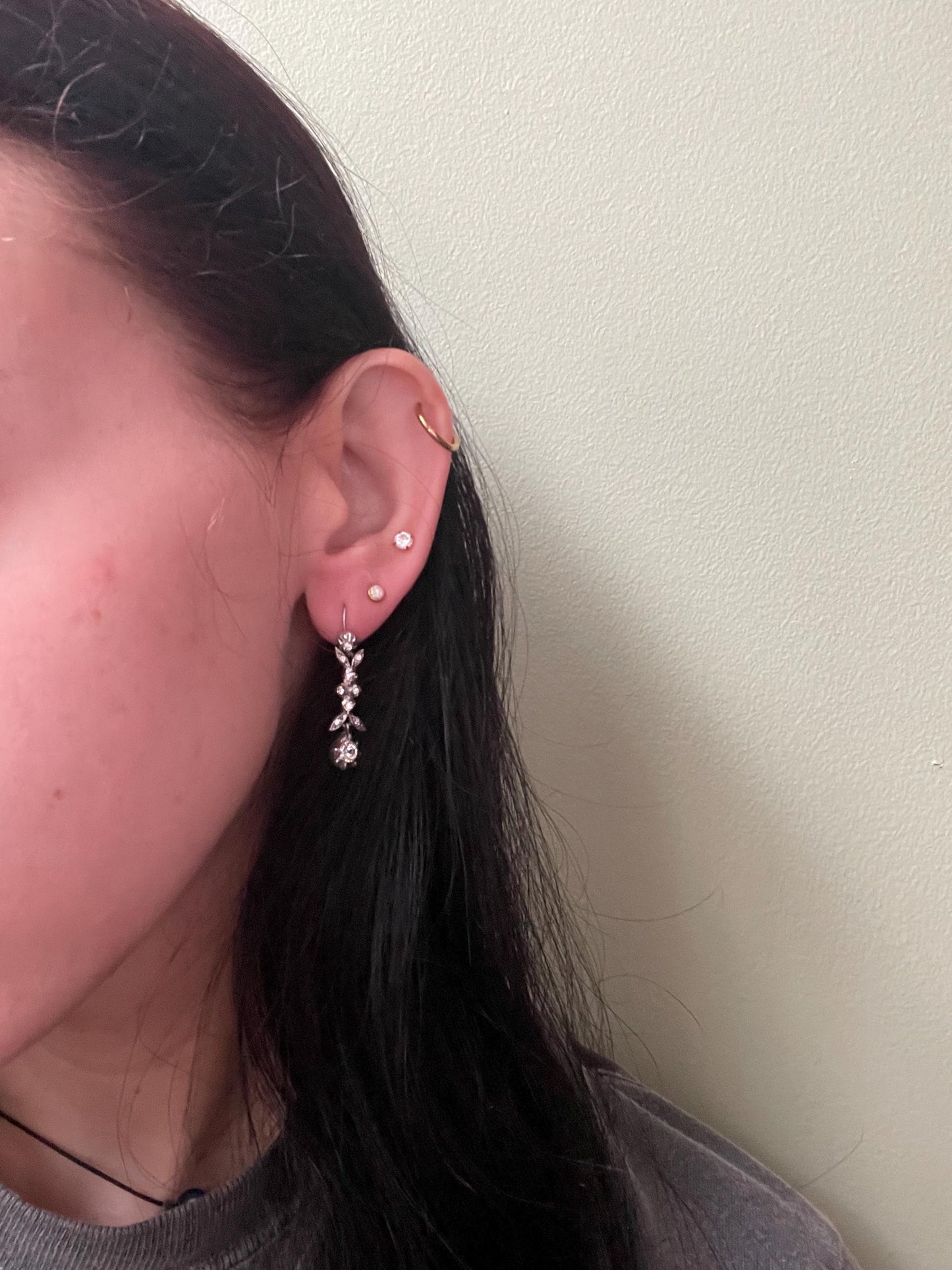 The Belles ~ Antique Georgian Silver Diamond Paste Drop Dangle Earrings