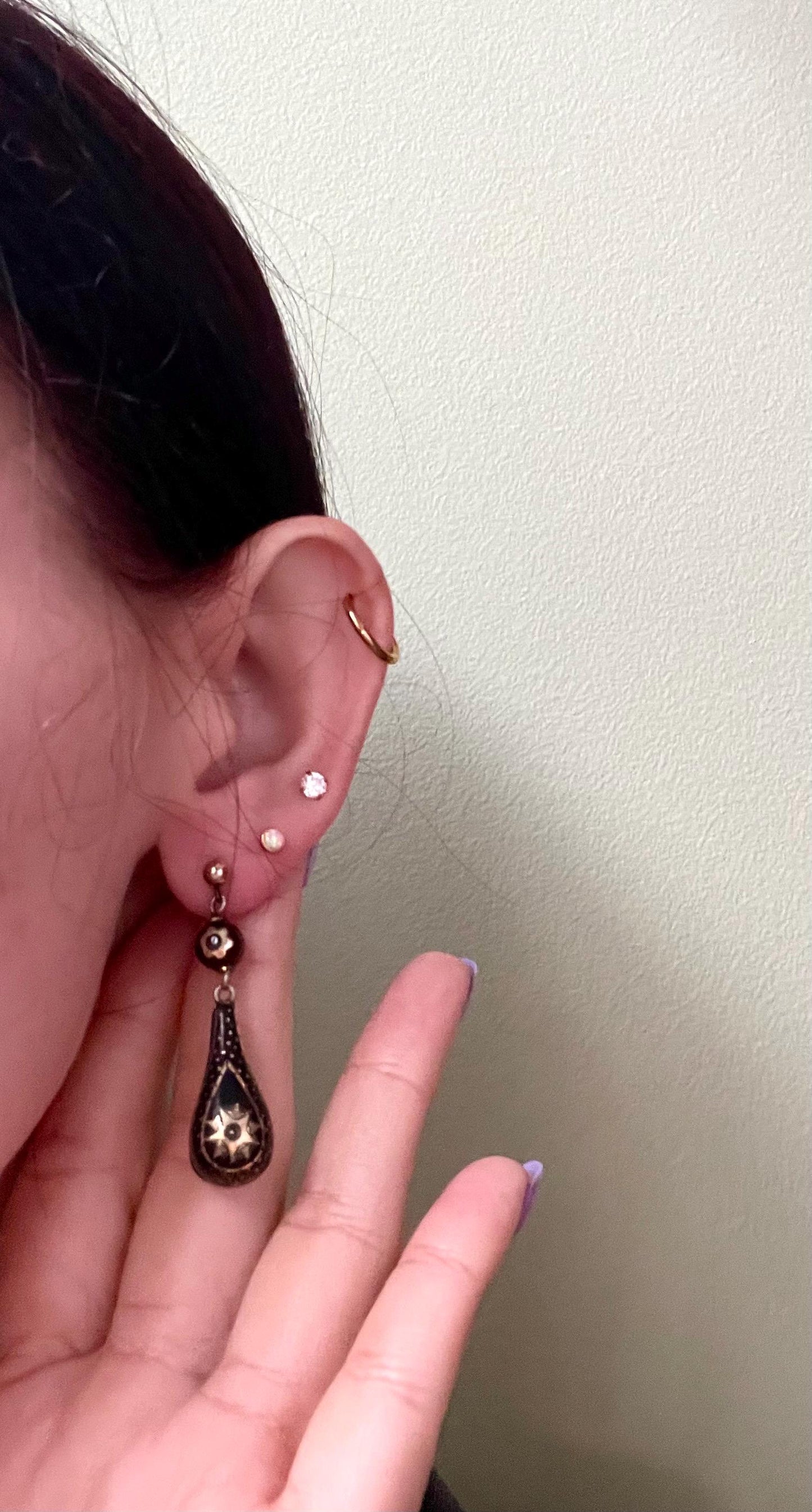 The Sophronias ~ Antique Victorian Piqué Gold Inlay Earrings
