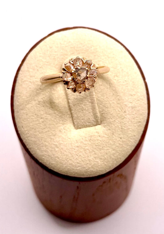 The Sunflower ~ Victorian Rose Cut Diamond Cluster Ring