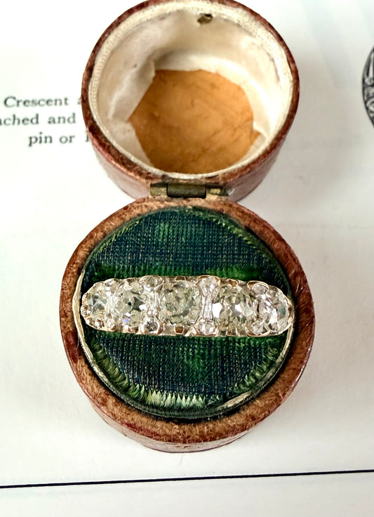 Old Mine Cut Diamond Half Hoop Ring