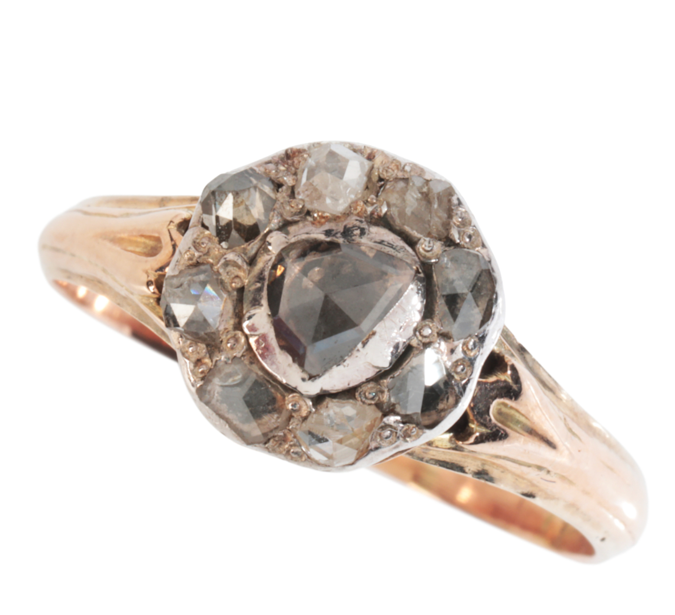 The Silver Rose ~ Foiled Rose Cut Diamond Cluster Ring