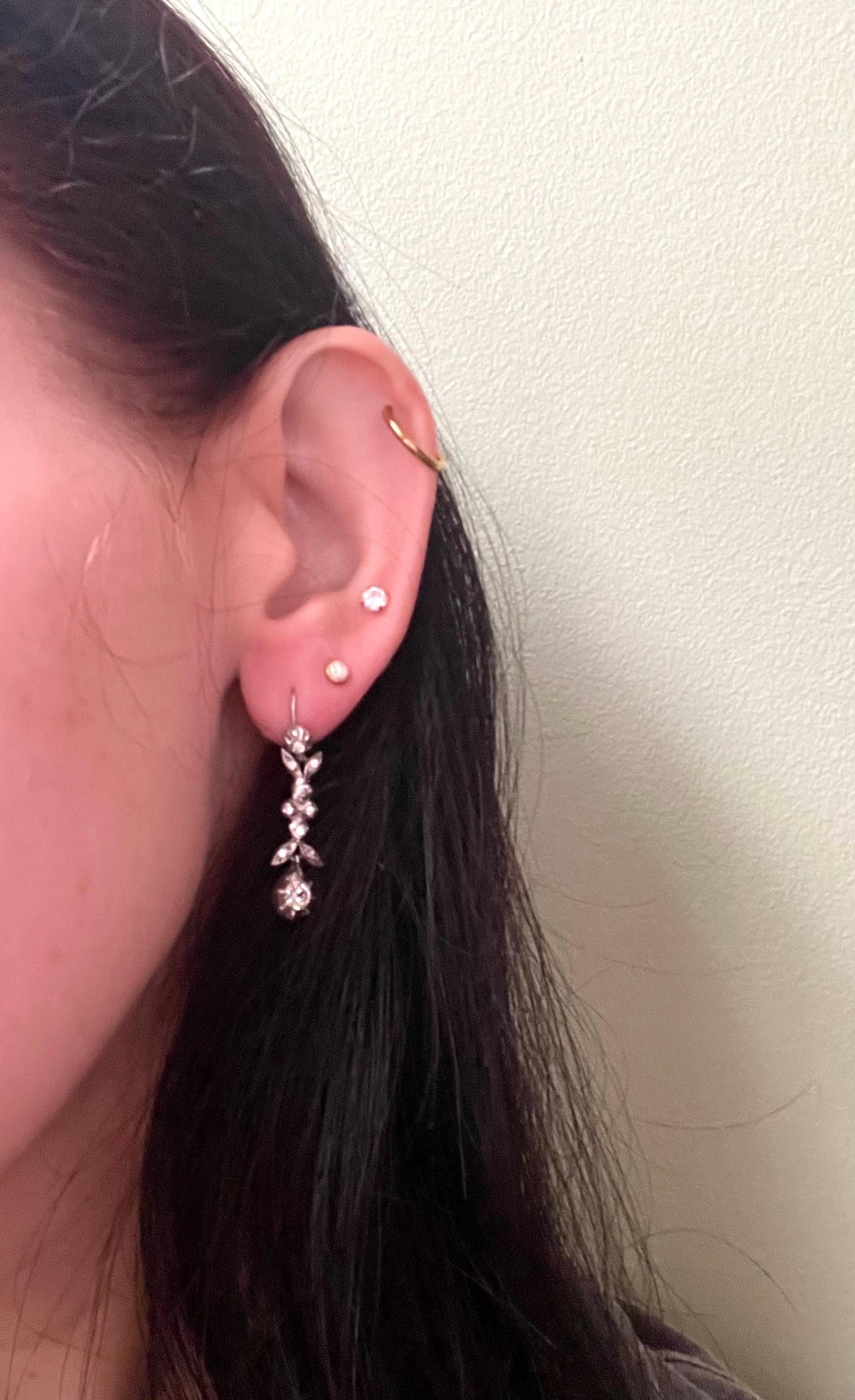 The Belles ~ Antique Georgian Silver Diamond Paste Drop Dangle Earrings