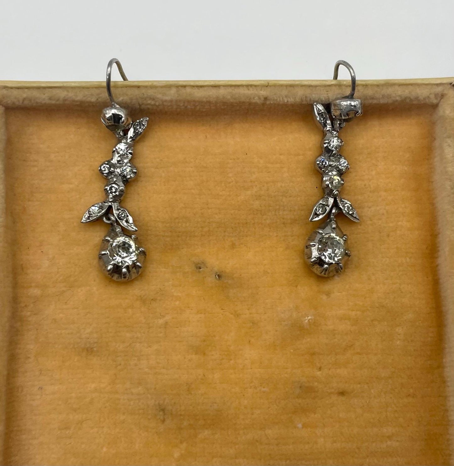 The Belles ~ Antique Georgian Silver Diamond Paste Drop Dangle Earrings
