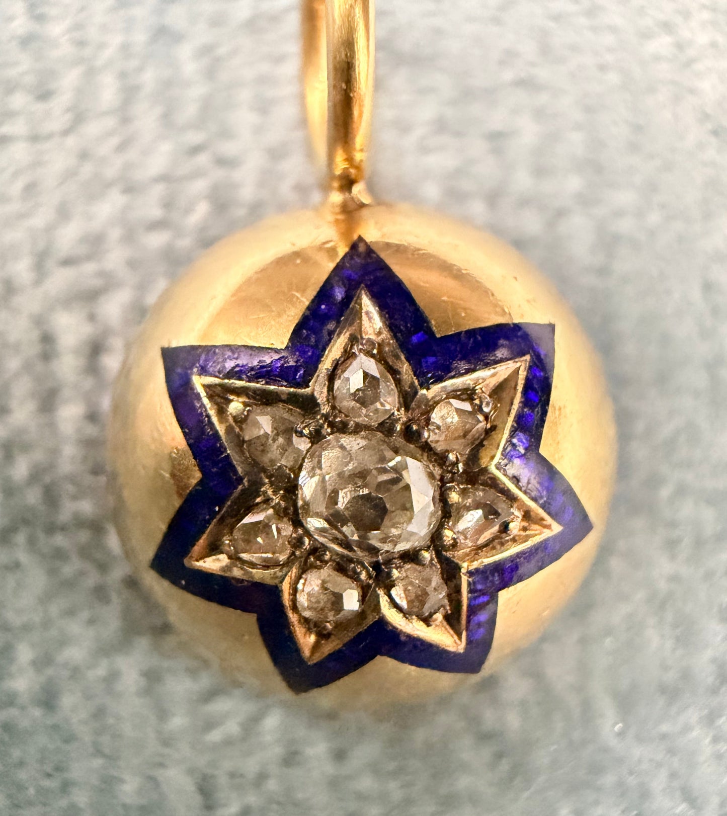 Old Cut Diamond & Enamel Star Charm/Pendant