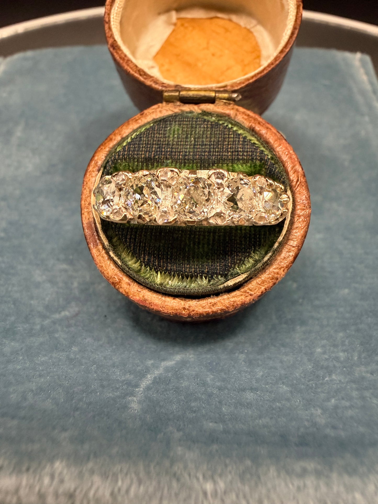 Old Mine Cut Diamond Half Hoop Ring