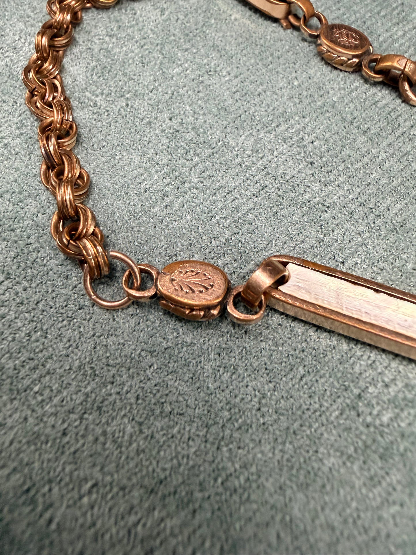 C.1890 Watch Chain & Fob with Mother-of-Pearl Stations