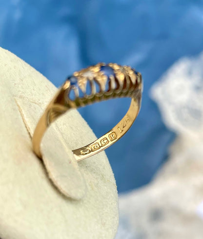 Edwardian 18k Gold Sapphire & Diamond Band