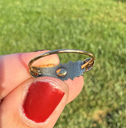 Georgian Pink Garnet Floral Ring