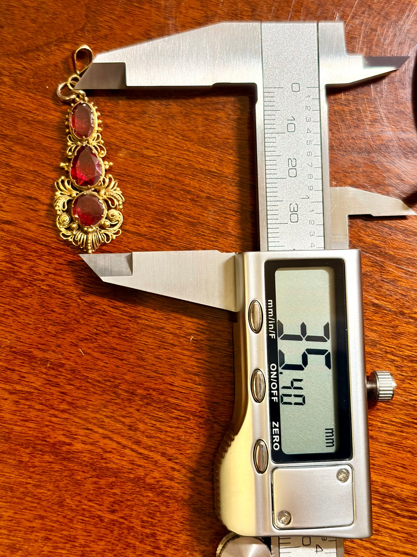 Foiled Garnet Canetille Pendant