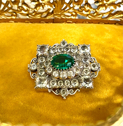 Victorian Large Emerald Paste Brooch