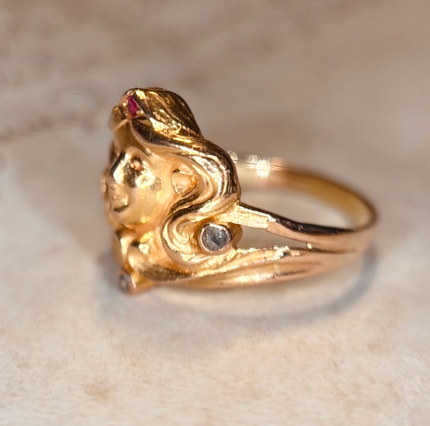 The Goddess ~ Art Noveau Ruby & Diamond Ring