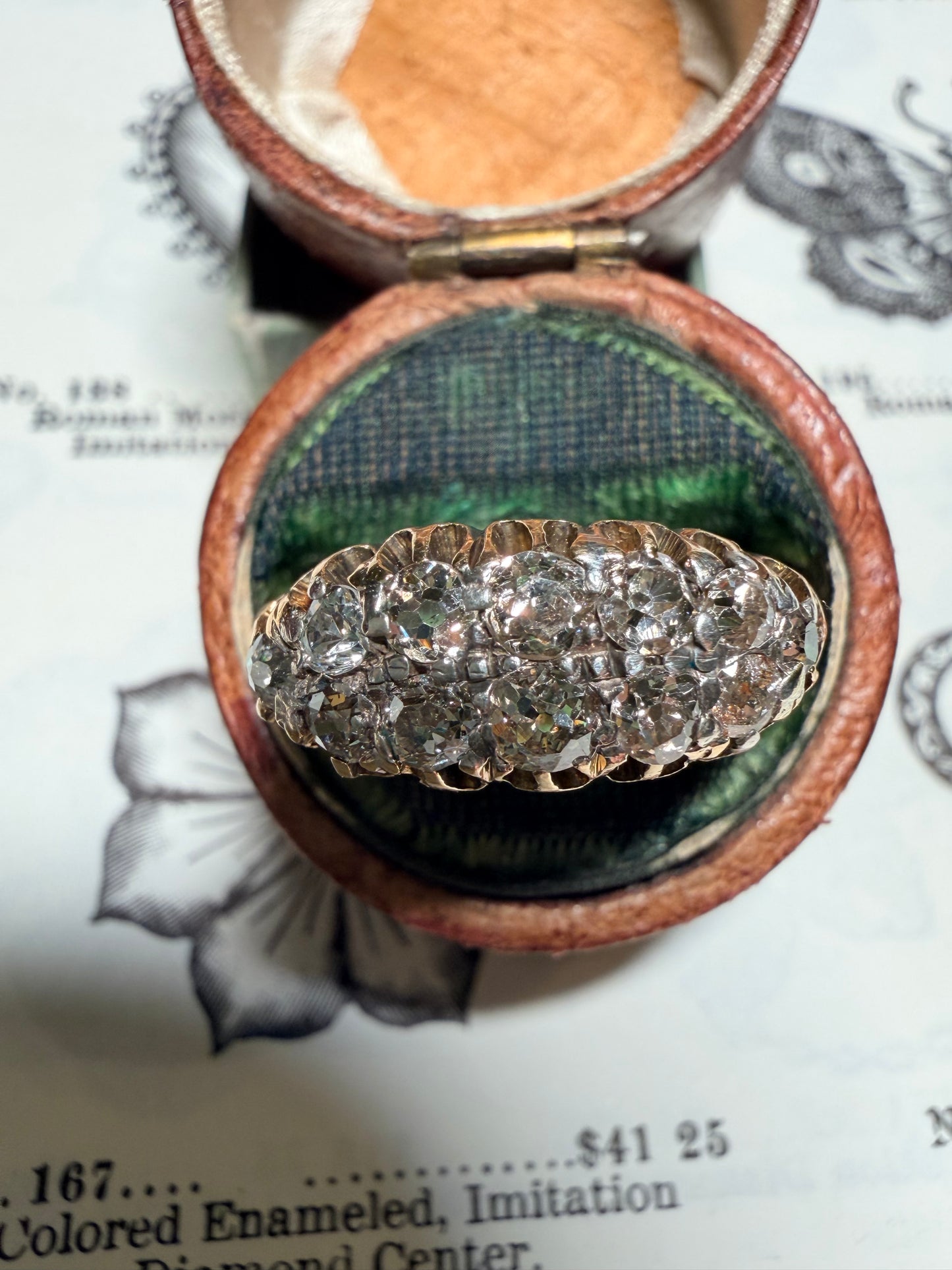 Old Mine Cut Double Row Ring