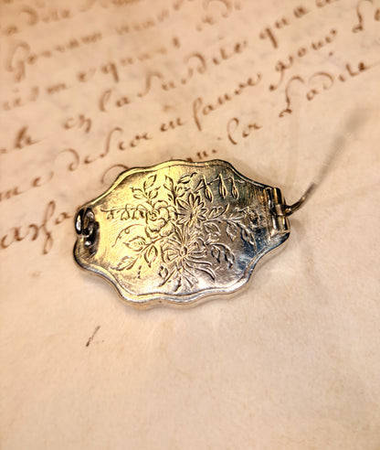 The Something Borrowed & Blue ~ Enamel Engraved Marcasite Brooch