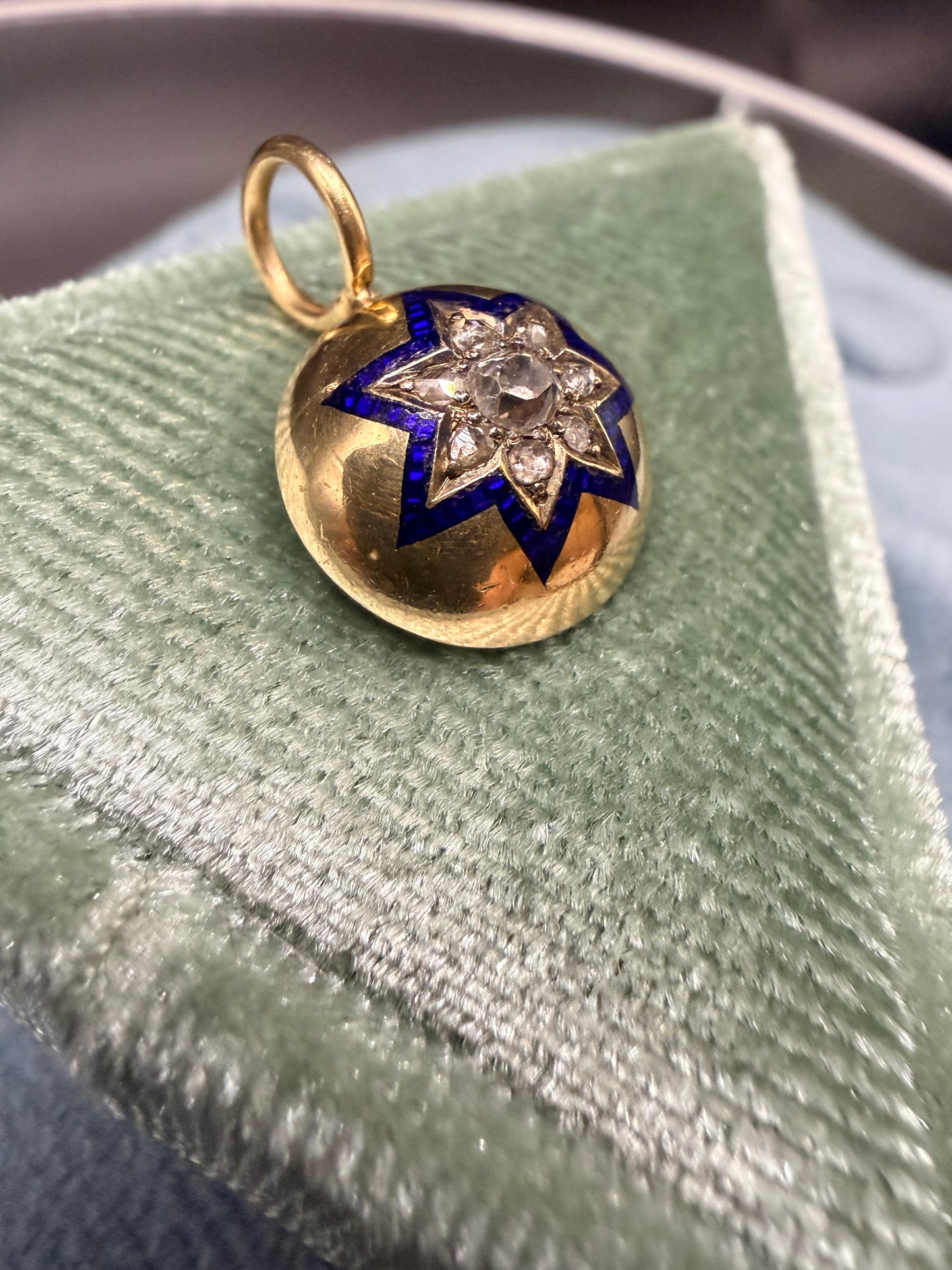 Old Cut Diamond & Enamel Star Charm/Pendant