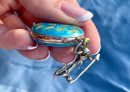 Swiss Guilloche Enamel Fleur-de-Lis Watch