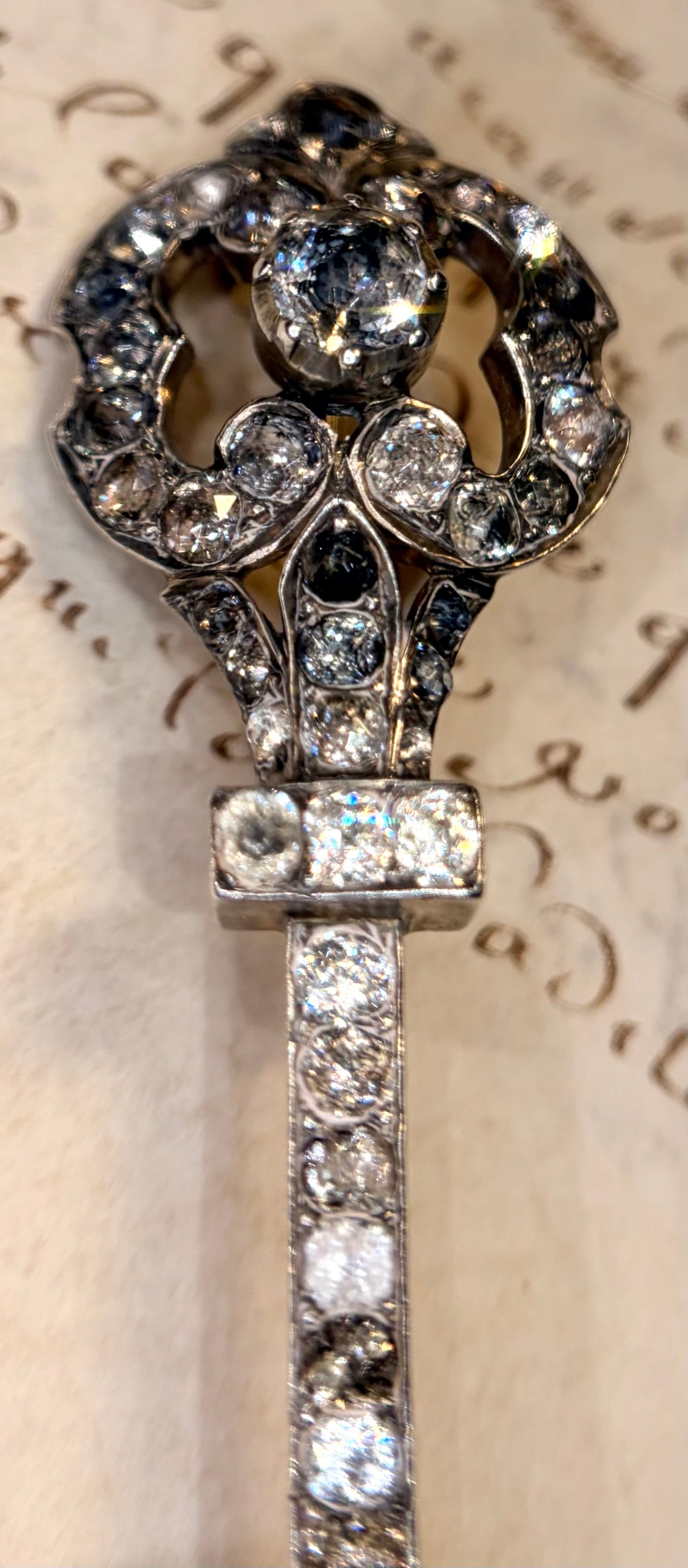 The Silver Key ~ Georgian Foiled Key Brooch