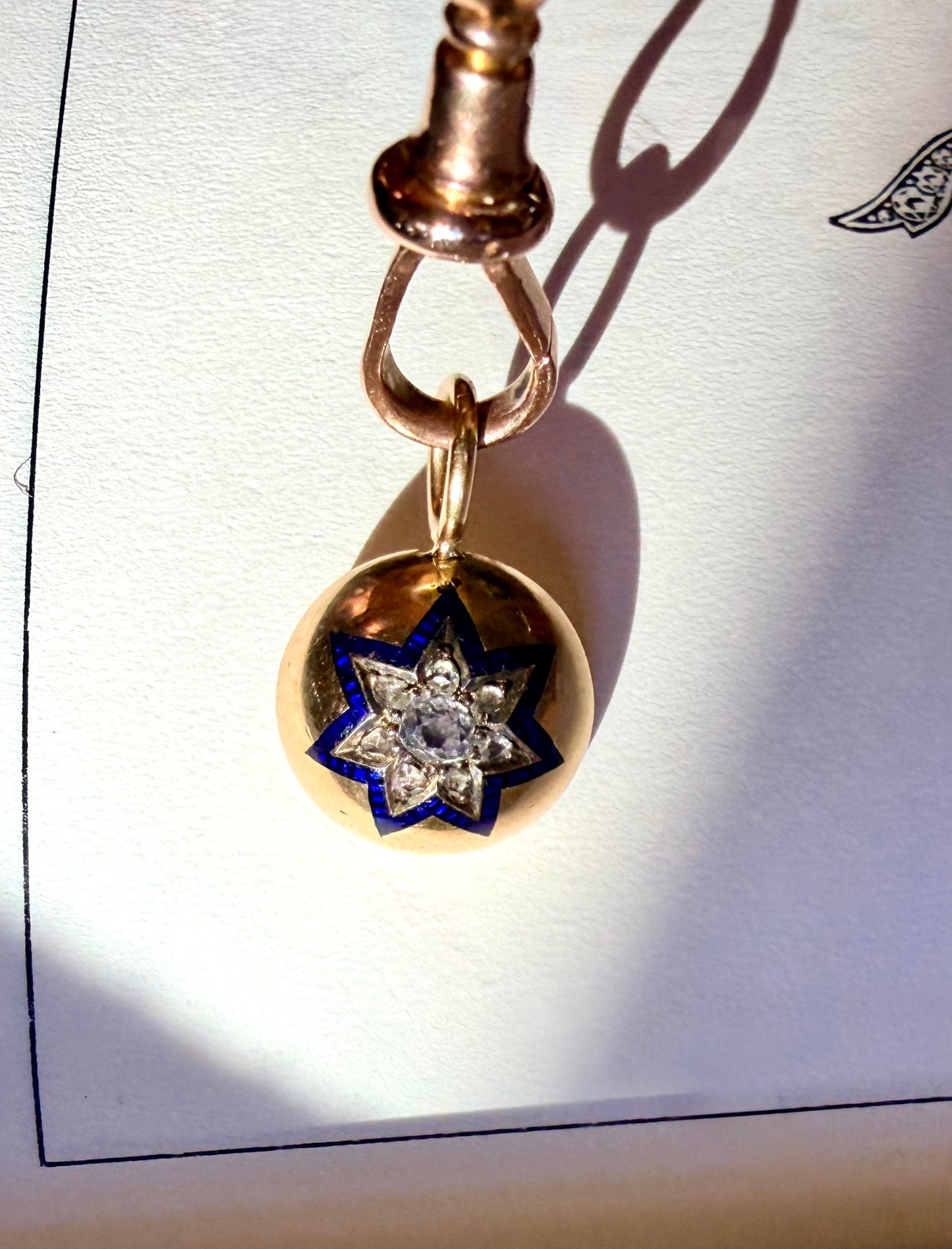 Old Cut Diamond & Enamel Star Charm/Pendant