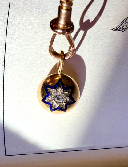 Old Cut Diamond & Enamel Star Charm/Pendant