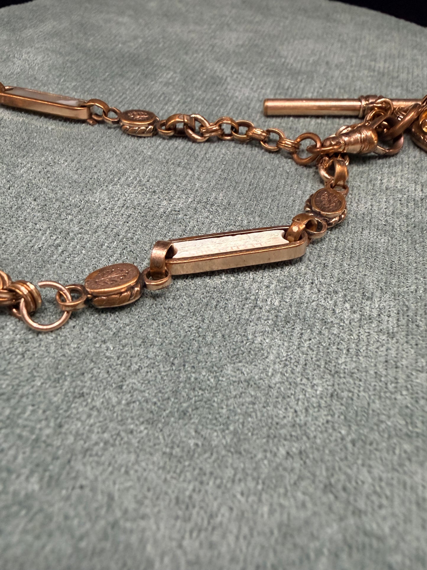 C.1890 Watch Chain & Fob with Mother-of-Pearl Stations