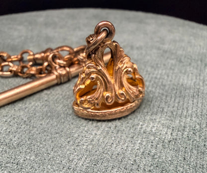 C.1890 Watch Chain & Fob with Mother-of-Pearl Stations