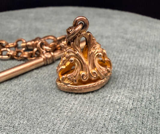 C.1890 Watch Chain & Fob with Mother-of-Pearl Stations