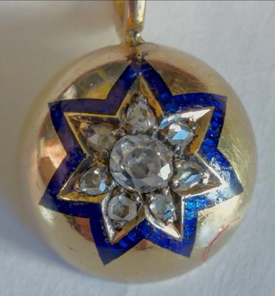 Old Cut Diamond & Enamel Star Charm/Pendant