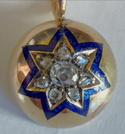Old Cut Diamond & Enamel Star Charm/Pendant