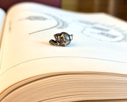 Vintage Silver Articulated Skull Charm