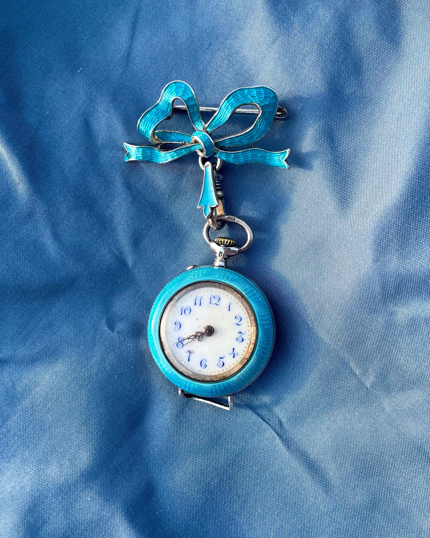 Swiss Guilloche Enamel Fleur-de-Lis Watch