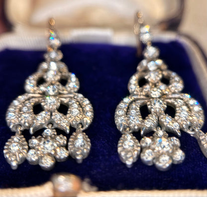 The Midnight Garden Earrings ~ Early Victorian Gold & Silver Diamond Paste Girandole Earrings