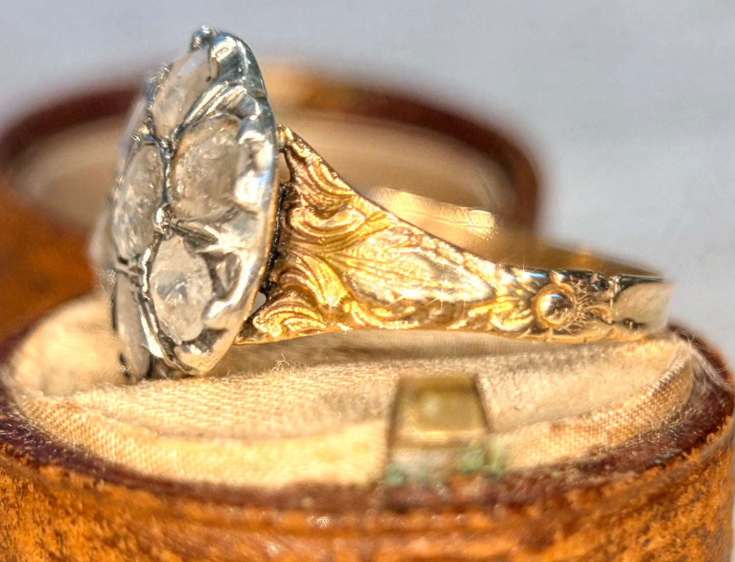 The Magnolia ~ Georgian Rose Cut Diamond Cluster Ring