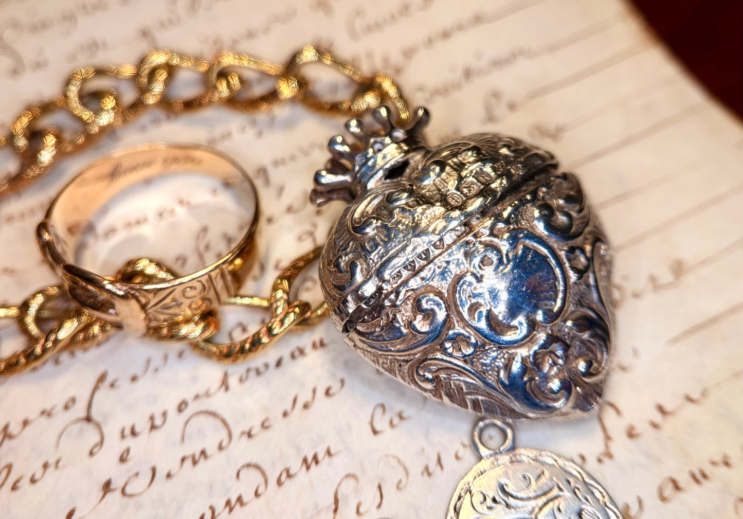 The Sacred Heart ~ Silver Crowned Heart Vinaigrette Charm