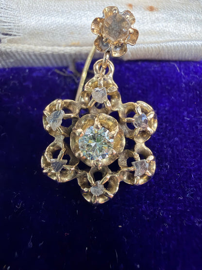 Victorian Diamond Flower Earrings