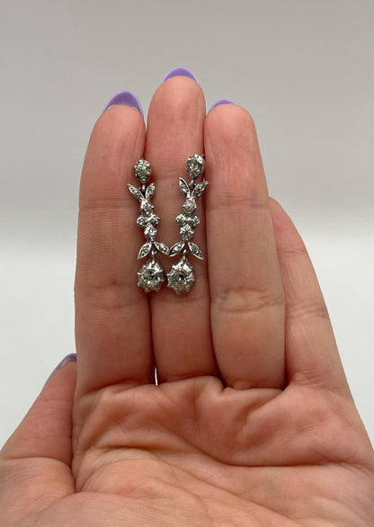 The Belles ~ Antique Georgian Silver Diamond Paste Drop Dangle Earrings
