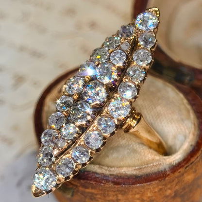 The Grand Dame ~ Old Mine Cut Diamond Navette Ring