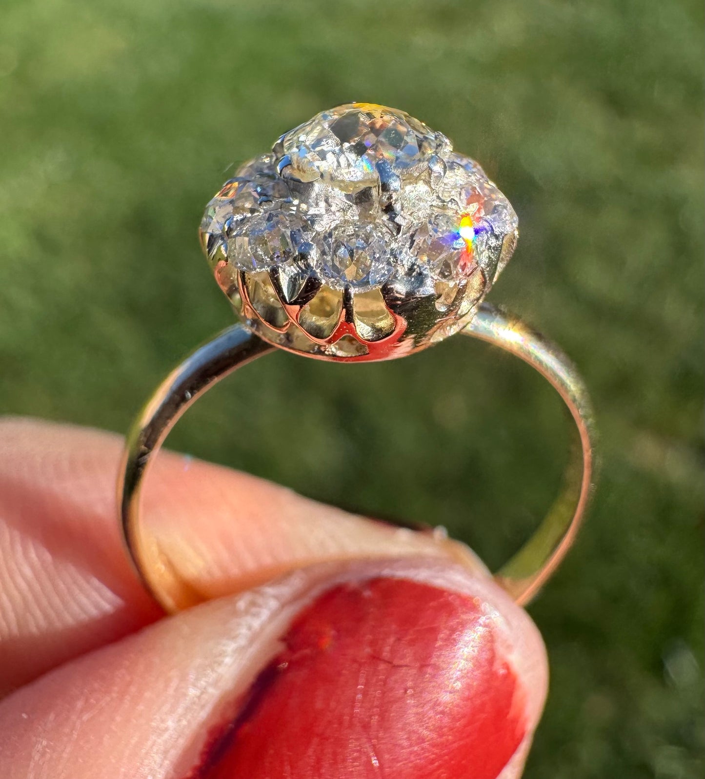 Edwardian Old Cut Diamond Cluster Ring