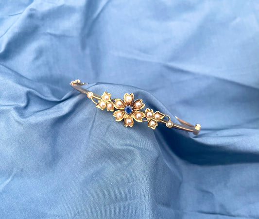 Edwardian Floral Split Pearl Bangle