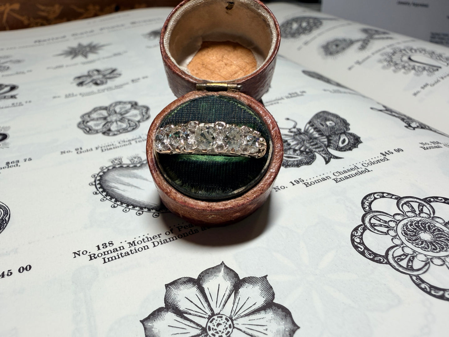 Old Mine Cut Diamond Half Hoop Ring