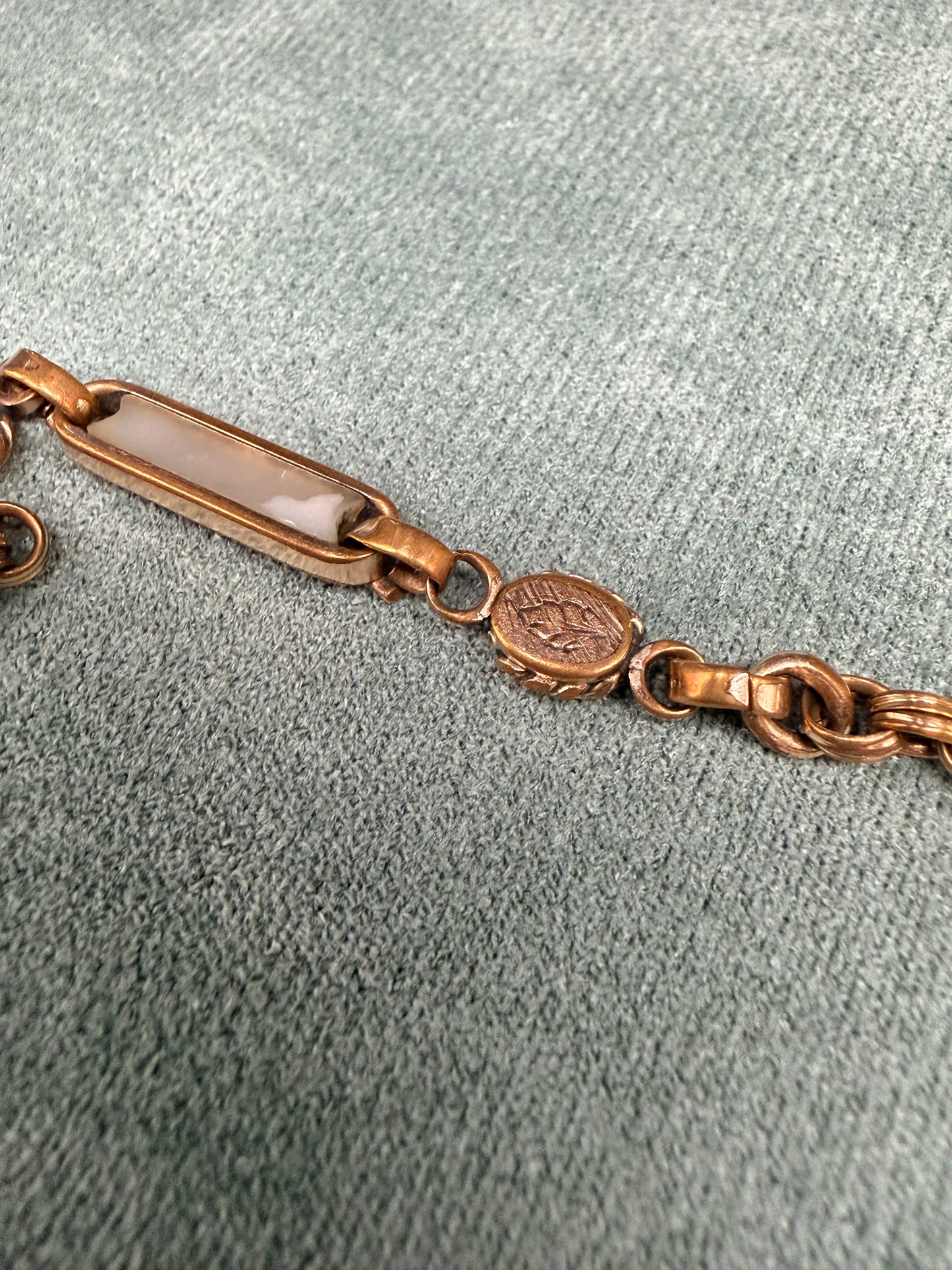 C.1890 Watch Chain & Fob with Mother-of-Pearl Stations