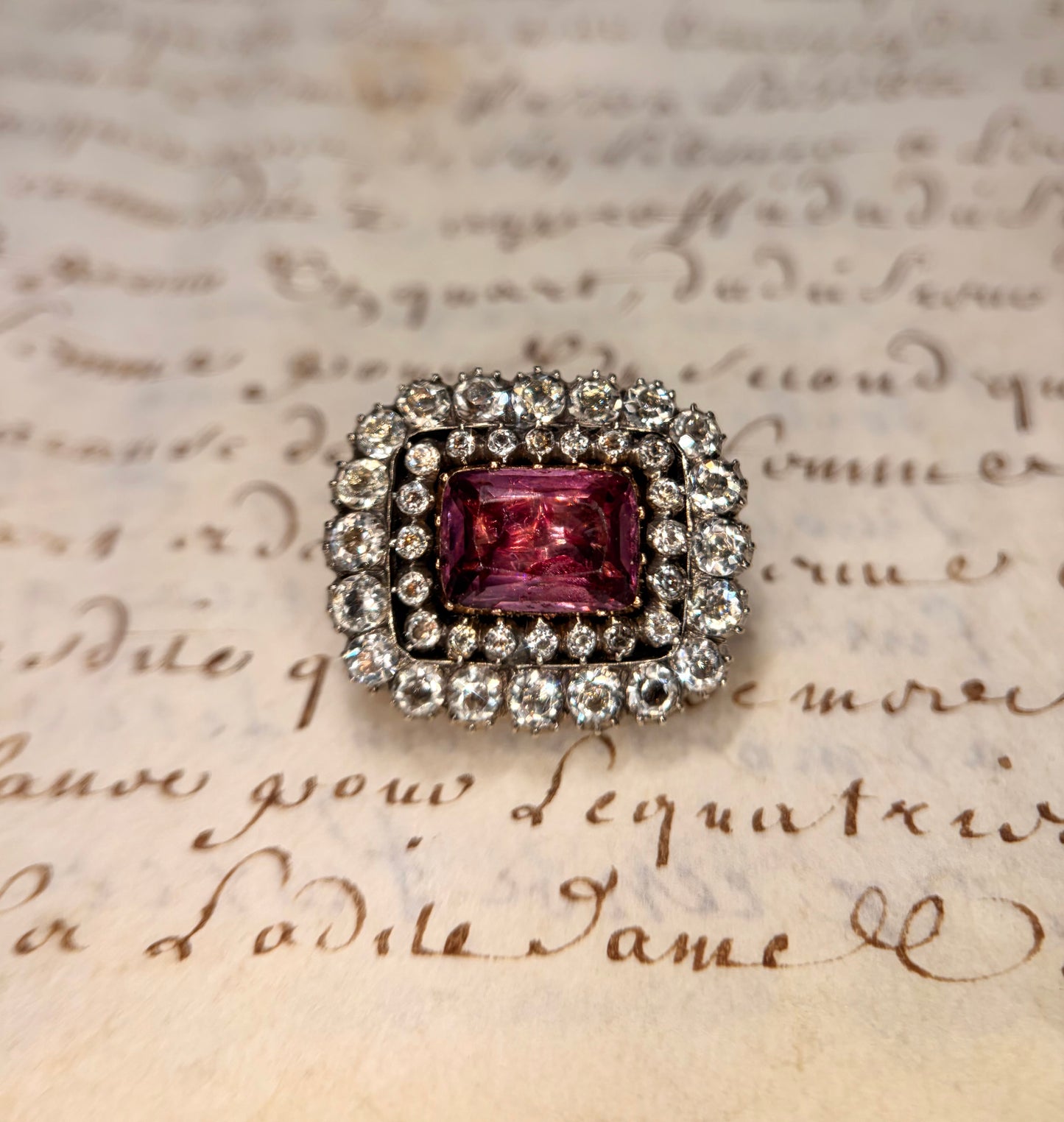 Georgian Purple Amethyst Paste Brooch