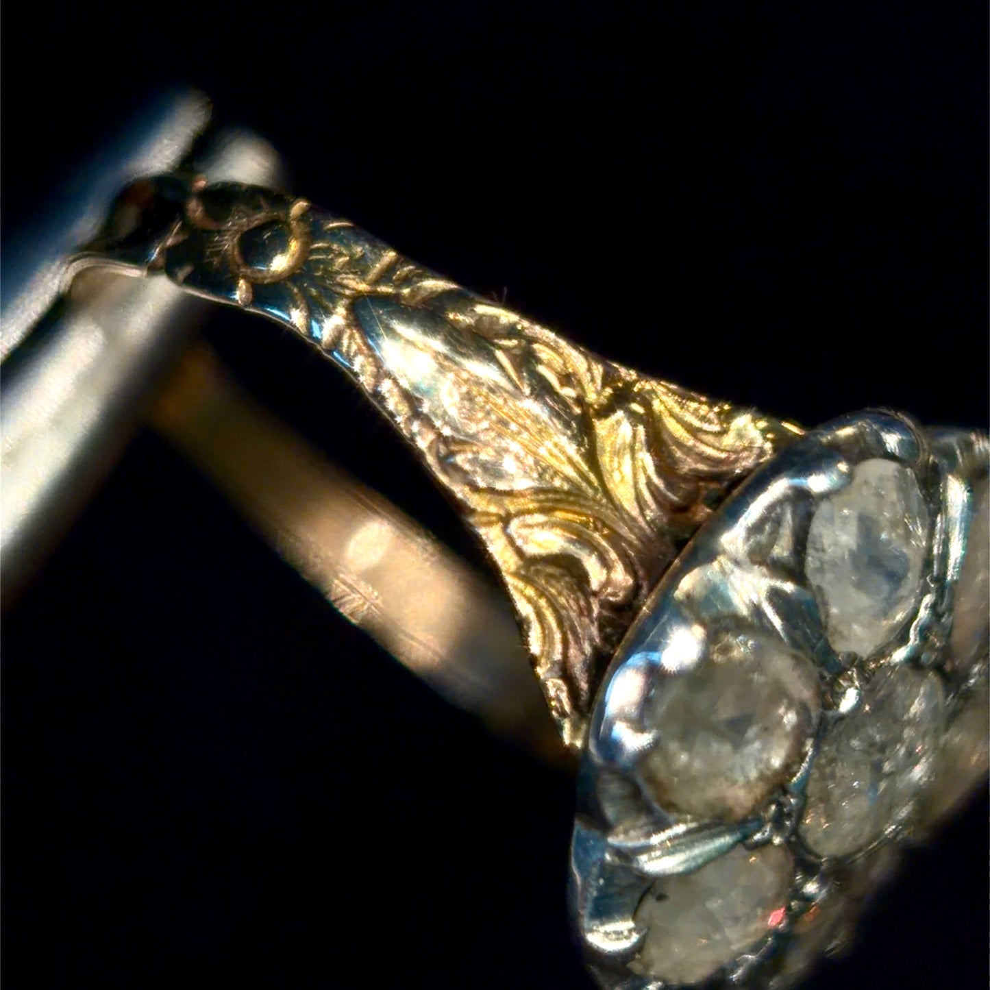 The Magnolia ~ Georgian Rose Cut Diamond Cluster Ring