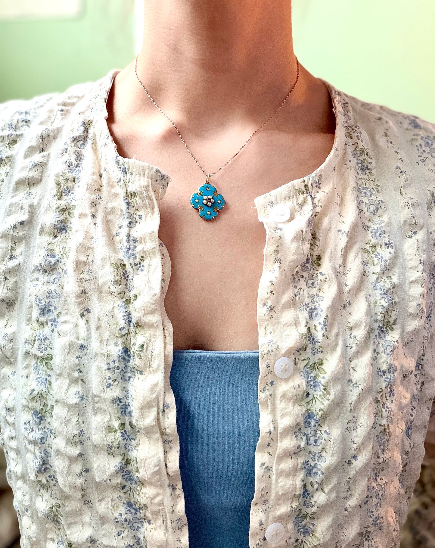 Victorian Blue Enamel 18k Gold Locket